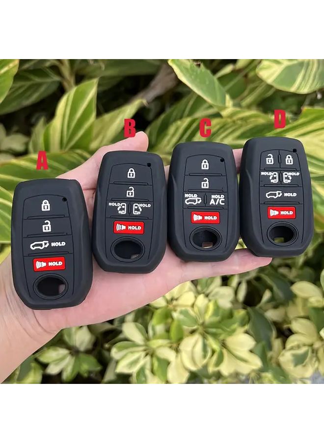 حامل مفتاح من السيليكون الأسود الناعم لتويوتا سيينا RAV4 Venza مع 5 أزرار لسلسلة مفاتيح التحكم عن بعد - Image 1